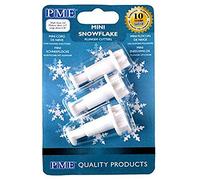 PME Cake Mini Snowflake Plunger Cutters | White Christmas Cookie & Biscuit Presses | 3 x 9.3 x 14.2 cm