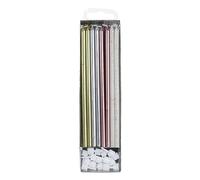 PME Cake Tall Birthday Candles | Metallic Assorted Extra-Tall Wax Candles | 7"