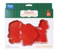 PME Christmas Cookie Cutters & Stamps - Santa's Workshop (Set of 3), Red
