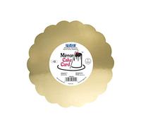 PME CMSG918 Mirror Cake Card-Scallop-Metallic Gold-Pack of 3, Cardboard, 20cm/8 Inch