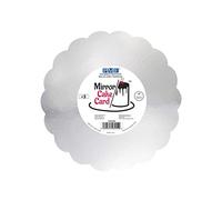 PME CMSS926 Mirror Cake Card-Scallop-Metallic Silver-Pack of 3, 20cm/8 Inch