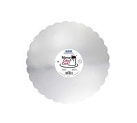 PME CMSS928 Mirror Cake Card-Scallop-Metallic Silver-Pack of 3, 30cm/12 Inch