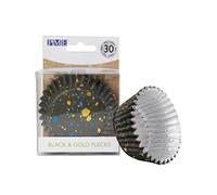 PME Cupcake Cases Foil Lined, Black & Gold Flecks (Pack of 30)
