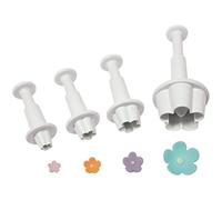 PME FB550 Blossom / Forget Me Not Plunger Cutters, Small, Medium, Large, X-Large Sizes, Set of 4, White