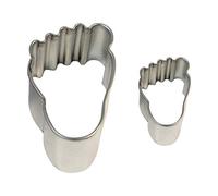PME Foot Cookie and Cake Cutters, Small and Large Sizes, Set of 2, Silver