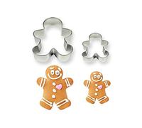 PME Gingerbread Man Cookie and Cake Metal Cutter, Silver, Large/Small, Set of 2