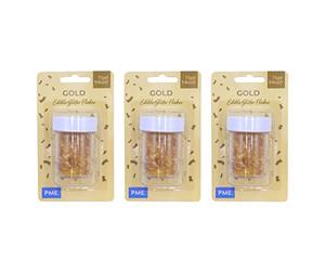 PME Gold Sparkling Glitter Flakes for Cake Decorating (7g), PACK OF 3