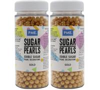 PME Gold Sugar Pearl Sprinkles - Edible Nonpareils for Cake Decorating (60g) (Pack of 2)