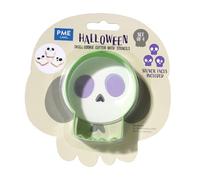 PME Halloween Cookie Cutter with Stencils, Skull, Silver