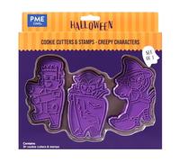 PME Halloween Cookie Cutters & Stamps, Creepy Characters (Set of 3)