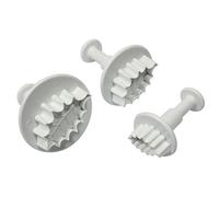 PME HL544 Veined Holly Leaf Plunger Cutters Small, Medium, Large Sizes, Set of 3 White