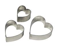 PME HT267 Stainless Steel Heart / Arum Lily Cutters, Set of 3, Silver, 3 x 1.2 x 3 cm