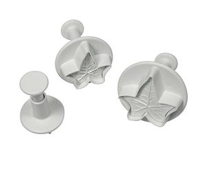 PME Ivy Leaf Plunger Cutters, Small, Medium and Large Sizes, Set of 3, White