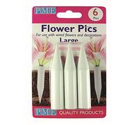 PME Large Flower Pics, Pack of 6, White (Packaging may vary) | Provides a stable base for inserting into bakes, ensuring secure placement for heavy sugarcraft or wired floral displays.