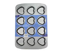 PME Non Stick 12 Cup Mini Heart Pan, Carbon Steel,Grey