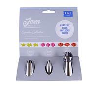 PME NZ1011 Jem Nozzles Set - Cupcakes Collection, Pack of 3, Stainless Steel, Silver