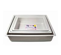 PME OBL08123 Aluminium Oblong Cake Pan 8 x 12 x 3-Inch Deep , Silver