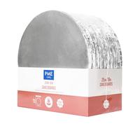 PME Pack of 10 Round Cake Boards with Wrapped Edges, Silver (10" / 25cm)