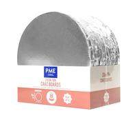 PME Pack of 10 Round Cake Boards with Wrapped Edges, Silver (8" / 20cm)