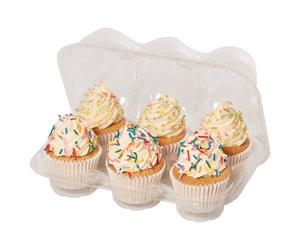 PME Pack of 9 Reusable Plastic Cupcake Container Carrier Boxes (6 cavities), Transparent/Green