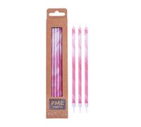 PME Pink Marble Candles with White Holders, 18 cm, Set of 6
