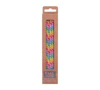 PME Rainbow Candles with White Holders, 18 cm, Set of 6