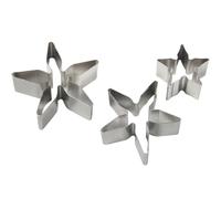 PME RC180 Stainless Steel Rose Calyx / Poinsettia Flower Petal Cutters, Set of 3 Silver 3.7 x 1.2 x 3.9 cm