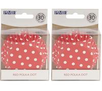 PME Red Polka Dot Cupcake Cases, Foil Lined, Pk/30, BC820 (Pack of 2)