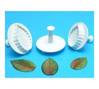PME RL530 Plunger Cutters 3 kg-Veined Rose Leaf, White, Set of 3