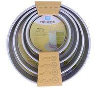 PME Round Cake Pans 6, 8, 10, 12-Inch x 2-Inch Deep, Set of 4,RNDB6810122, Silver