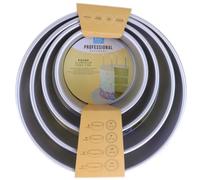 PME Round Cake Pans 6, 8, 10, 12-Inch x 3-Inch Deep, Set of 4 (RNDB6810123), Silver