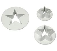 PME SA701 Star Cutters, Small, Medium, Large Sizes, Set of 3, White | Sharp edges ensure clean cuts in commercial bakeries, creating sharp festive shapes for professional pastry presentation.