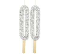 PME Silver Glitter Number Candle 0 (Pack of 2)
