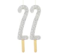 PME Silver Glitter Number Candle 2 (Pack of 2)