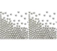 PME Silver Sugar Pearls (25g), 4mm diameter, Edible Cake Icing Decorations (Pack of 2)