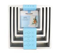 PME Square Cake Pans 6, 8, 10, 12-Inch x 4-Inch Deep, Set of 4, Silver (SQRB6810124)