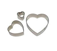 PME Stainless Steel Heart Cutters, Set of 3, Silver, 6 x 1.2 x 6 cm