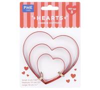 PME VD24CCC049 Valentines Cookie Cutter Set of 3, Hearts, Metal