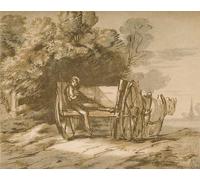 PMEFGJDPE Famous Art Picture Poster Picture Boy with a Cart Sketch with Pen Wash by Gainsborough Colorful Art Print for Home Decor 60x90cm