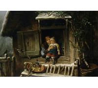 PMEFGJDPE Famous Art Picture Poster Picture Feeding the Birds by Johan Mari Ten Kate Colorful Art Print for Home Decor 60x90cm