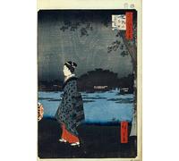 PMEFGJDPE Famous Art Picture Poster Picture Night View of Matsuchiyama and the Sanya Canal One Hundred Famous Views of Edo by Utagawa Hiroshige Colorful Art Print for Home Decor 60x90cm