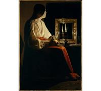 PMEFGJDPE Famous Art Picture Poster Picture Penitent Mary Magdalene by Georges De La Tour Colorful Art Print for Home Decor 60x90cm