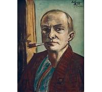 PMEFGJDPE Famous Art Picture Poster Picture Self Portrait on Green with Green Shirt by Max Beckmann Colorful Art Print for Home Decor 60x90cm