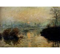 PMEFGJDPE Famous Art Picture Poster Picture Sun Setting Over the Seine At Lavacourt Winter Effect by Claude Monet Colorful Art Print for Home Decor 60x90cm