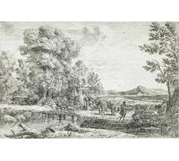 PMEFGJDPE Famous Art Picture Poster Picture the Wood Bridge by Claude Lorrain Colorful Art Print for Home Decor 60x90cm