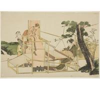 PMEFGJDPE Famous Art Picture Poster Picture Women Weaving on a Loom by Katsushika Hokusai Colorful Art Print for Home Decor 60x90cm