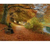 PMEFGJDPE Famous Art Picture Poster Picture Wooded Path in Autumn Hans Brendekilde Colorful Art Print for Home Decor 60x90cm
