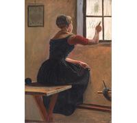 PMEFGJDPE Famous HD Canvas Art Canvas Wall Artwork a Young Girl in Jutland Writing Her Beloved's Name on a Misty Window by Christen Dalsgaard Classic Wall Decor for Home Decor 60x90cm