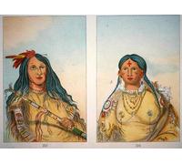 PMEFGJDPE Famous HD Canvas Art Canvas Wall Artwork Chief Animal on the Hill and His Wife 'she Who Bathed Her Knees by George Catlin Classic Wall Decor for Home Decor 60x90cm