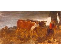 PMEFGJDPE Famous HD Canvas Art Canvas Wall Artwork Farmer with Cows by Wilhelm Busch Classic Wall Decor for Home Decor 60x90cm
